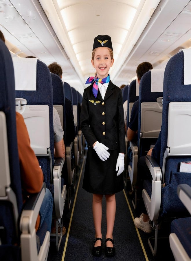 Davsolly Flight Attendant Costume for Kids Stewardess Costume Set for Girls’ Career Day 100 Days of School Halloween Dress Up - Image 5